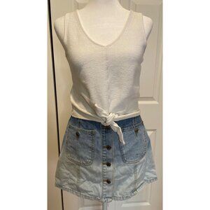 Madewell Womens White Textured Tie Front Tank Top Size XS Minimalist‎ Basic Y2K